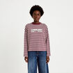 T-shirt col rond manches longues rose femme