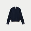 Pull col rond manches longues bleu marine femme