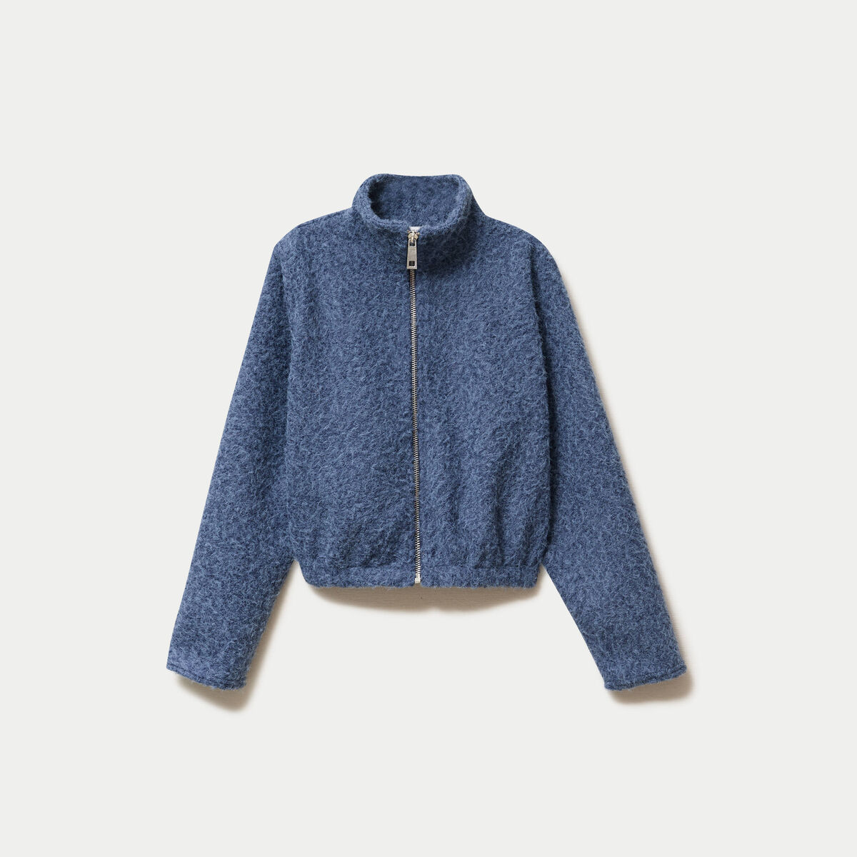 Veste zipp&eacute;e effet polaire bleu marine femme