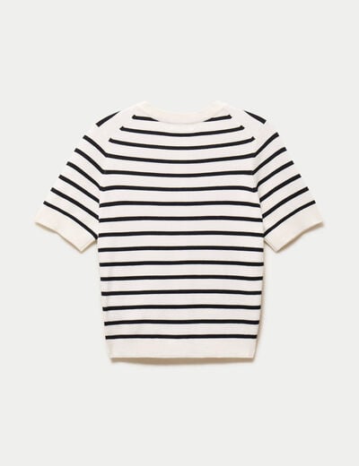 Gilet ajust&eacute; manches courtes fin blanc femme