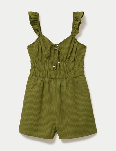 Combishort coupe flare vert kaki femme