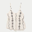 Top col v fines bretelles brod&eacute; blanc femme