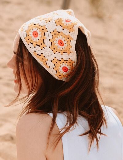 Foulard crochet orange femme