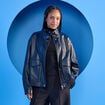 Veste effet boule en similicuir noir femme
