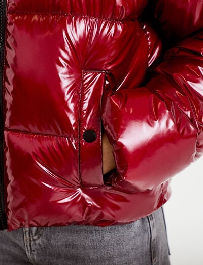 Doudoune bas resserr&eacute; manches longues rouge femme