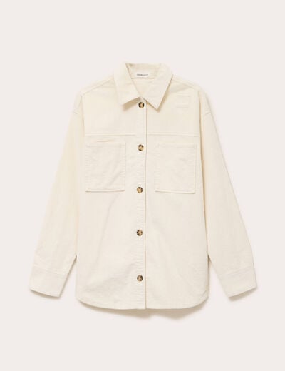 Chemise oversize en velours ivoire femme