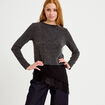 Pull manches longues gris fonc&eacute; femme
