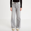 Jeans wide leg taille haute denim gris femme