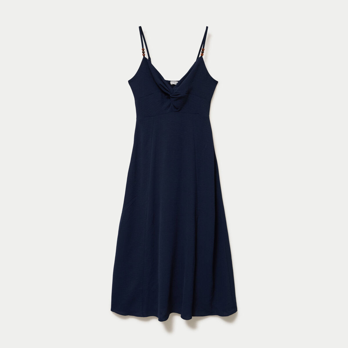 Robe longue &eacute;vas&eacute;e fendue bleu marine femme