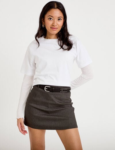 Jupe avec ceinture amovible gris femme