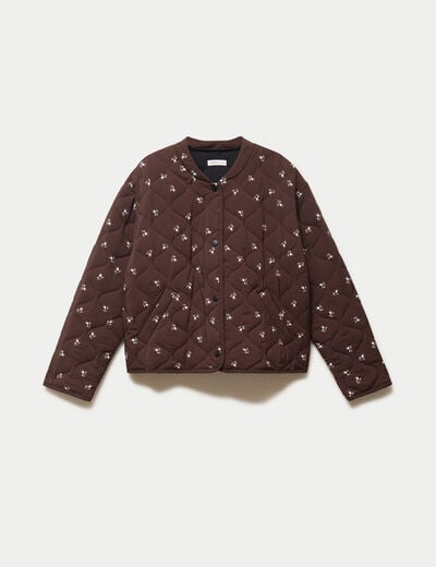 Veste droite manches longues marron fonc&eacute; femme