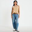 Blouse sans manches col rond beige femme