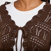 Gilet ajour&eacute; nou&eacute; marron fonc&eacute; femme