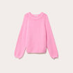 Pull ample col rond manches longues rose femme