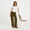 Jean bootcut en velours vert kaki femme