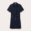 Robe boutonn&eacute;e aspect daim bleu marine femme