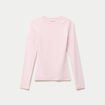 T-shirt cintr&eacute; col rond manches longues rose clair femme