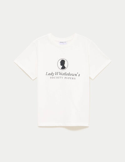 T-shirt col rond Bridgerton ecru femme