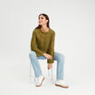 T-shirt ajour&eacute; manches pagodes vert olive femme