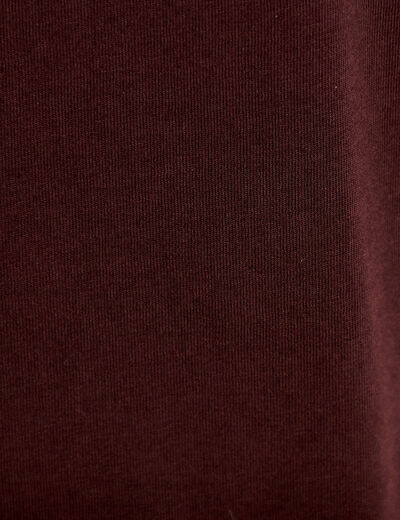 T-shirt col rond manches courtes marron fonc&eacute; femme