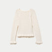 Pull ajour&eacute; col rond manches longues ecru femme