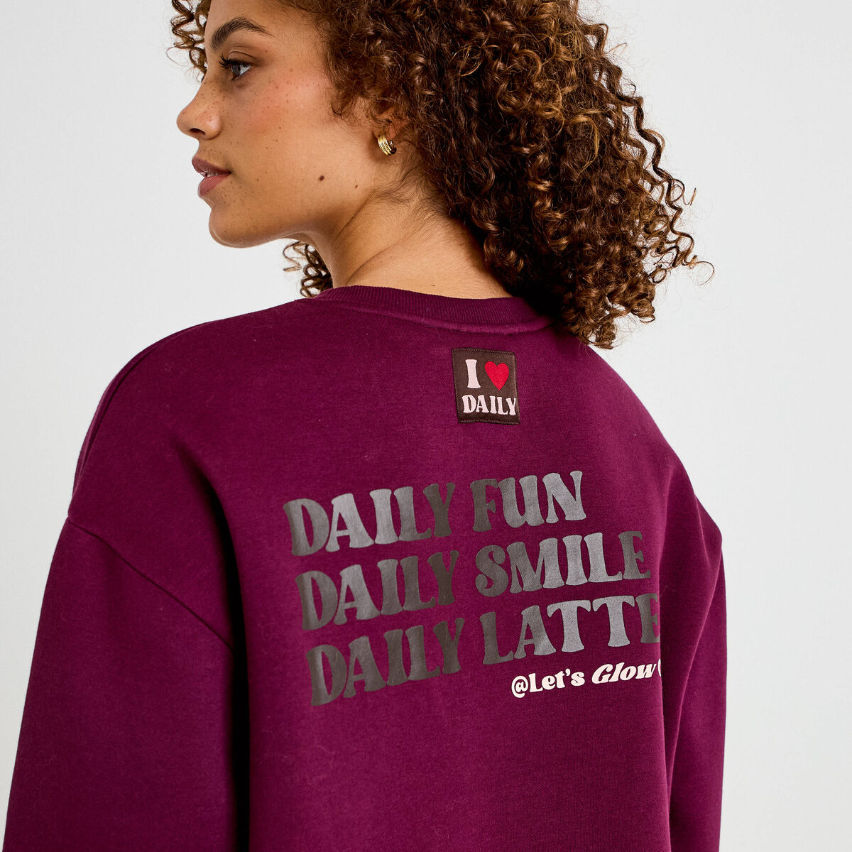 Sweat droit manches longues violet fonc&eacute; femme