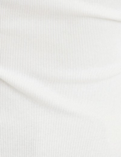 T-shirt ajust&eacute; col rond manches longues ecru femme