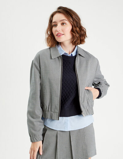 Veste Femme Carreaux Manches Longues Zippée - Style Décontracté Baseball, Légère Et Facile à Assortir