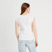 T-shirt col rond sans manches blanc femme