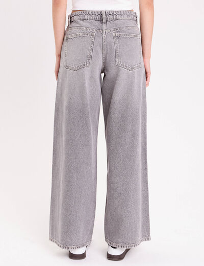 Jean wide leg taille standard denim gris femme