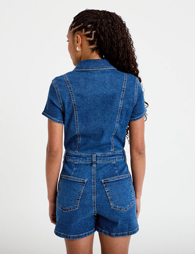 Combishort en jean denim double stone femme