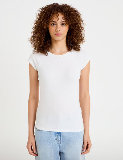 T-shirt manches courtes blanc femme