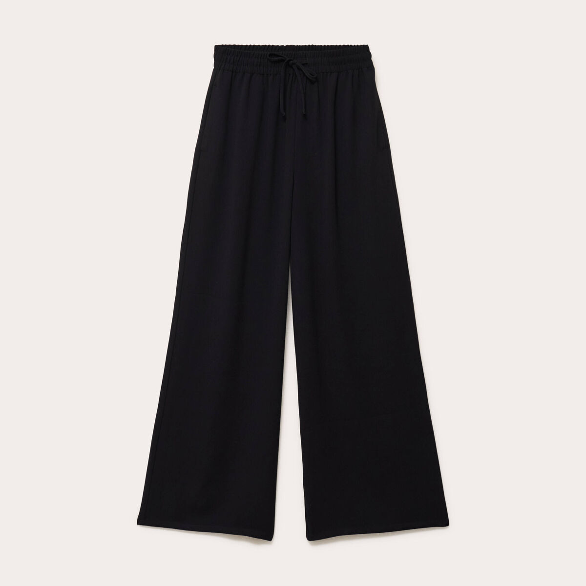 Pantalon large taille standard noir femme