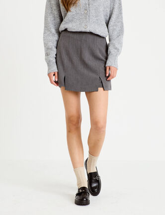 Jupe-short droite fentes gris clair femme