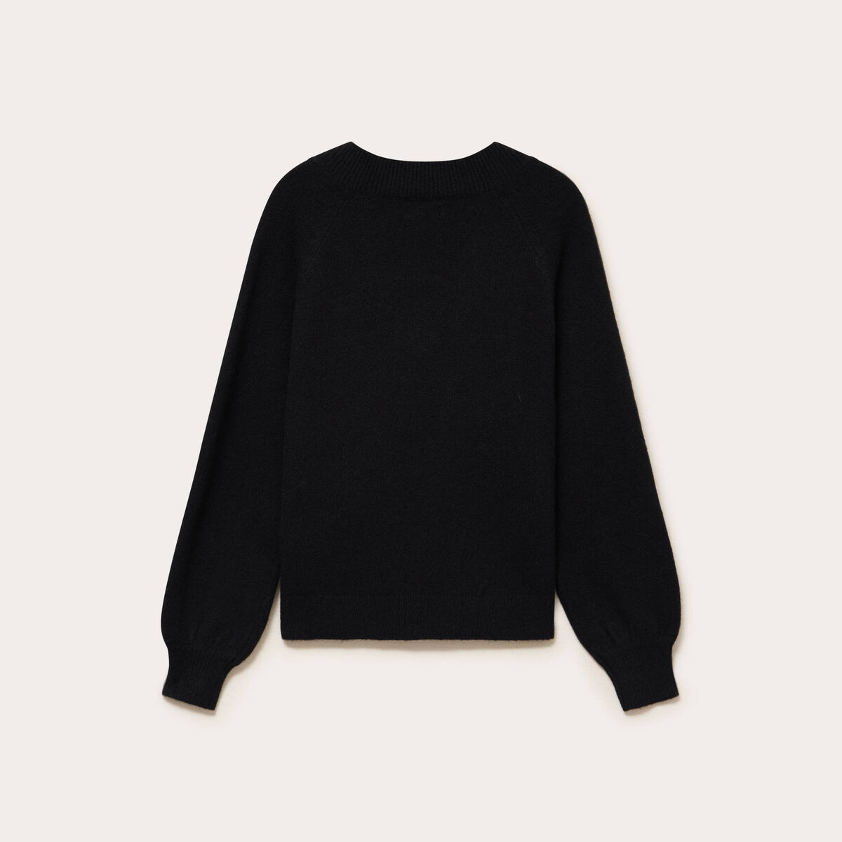 Pull col v manches longues noir femme