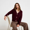 Gilet boutons coeur prune femme