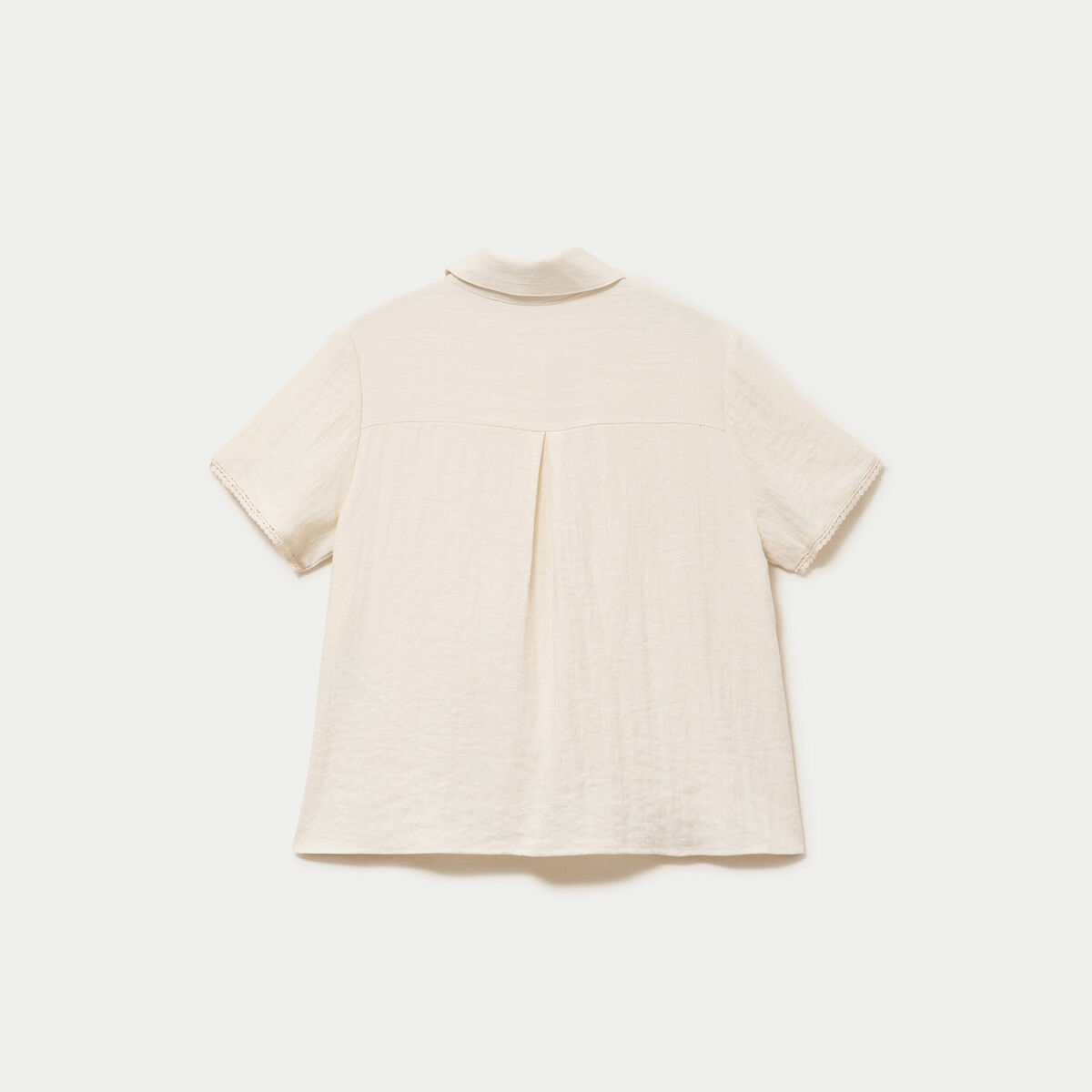 Chemise col classique manches courtes ecru femme