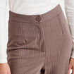 Pantalon large taille haute taupe femme