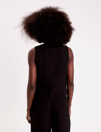 Gilet sans manches boutons coeur noir femme