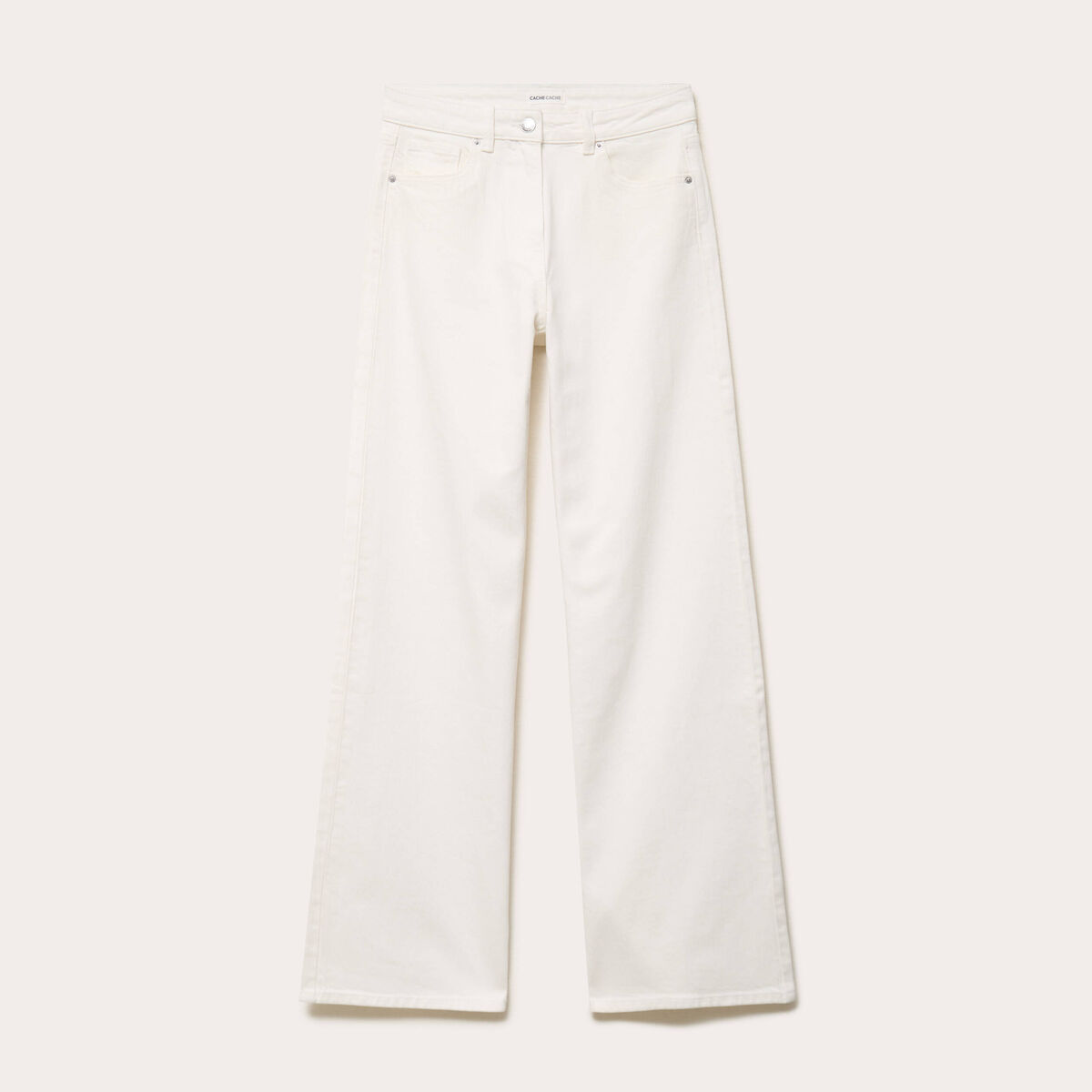 Jeans wide leg taille haute denim blanc femme