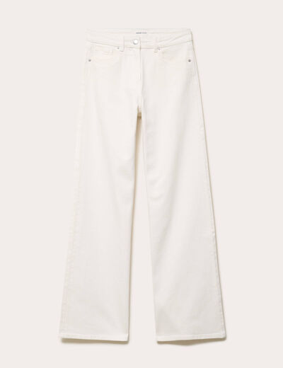 Jeans wide leg taille haute denim blanc femme