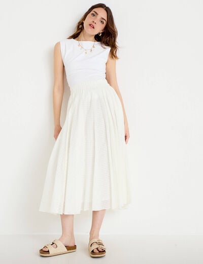 Jupe longue &eacute;vas&eacute;e ecru femme