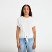 T-shirt col rond manches courtes noeuds ecru femme