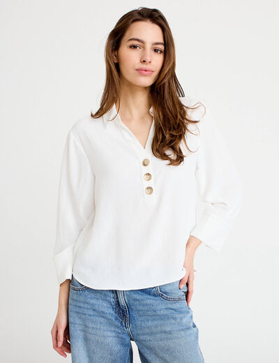 Blouse manches longues ecru femme