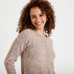 Gilet col rond manches longues taupe femme