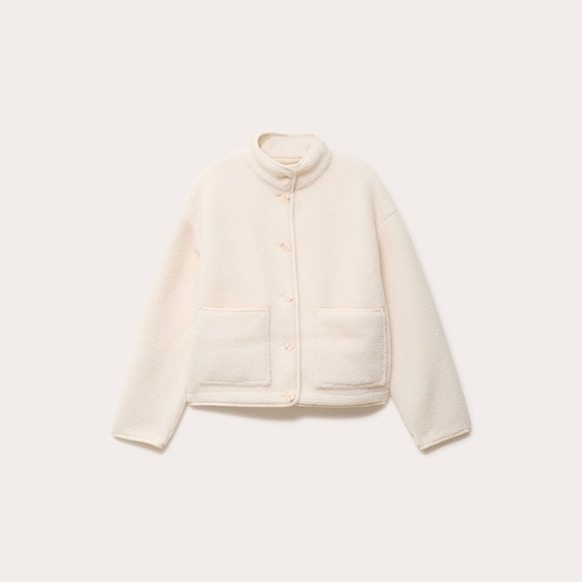 Veste droite courte effet polaire ecru femme