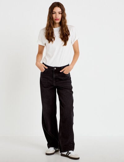 Jean coupe large denim noir femme
