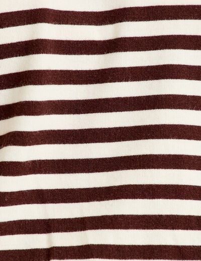 T-shirt col bateau manches longues blanc femme