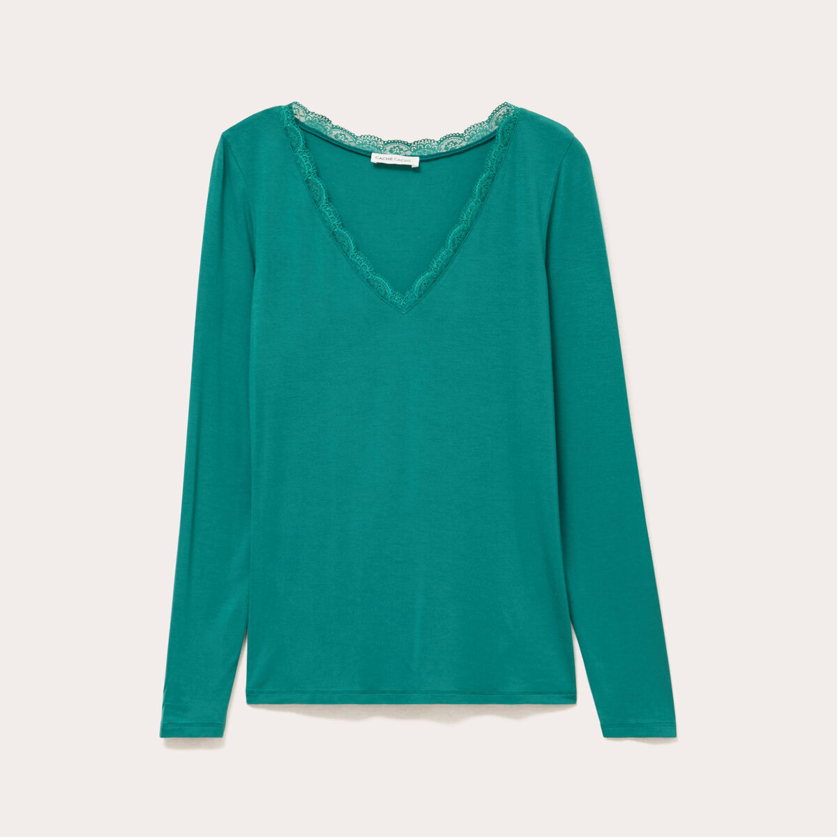 T-shirt manches longues vert &eacute;meraude femme