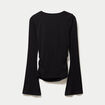 T-shirt ajust&eacute; col rond manches longues noir femme